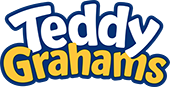Teddy Grahams white, blue and yellow brand logo